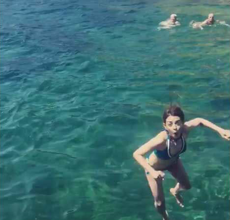 Radhika Apte Bikini Jump into Ocean