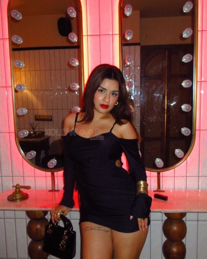 Sexy Avneet Kaur in a Black Cut Out Long Sleeve Mini Dress Photos 06