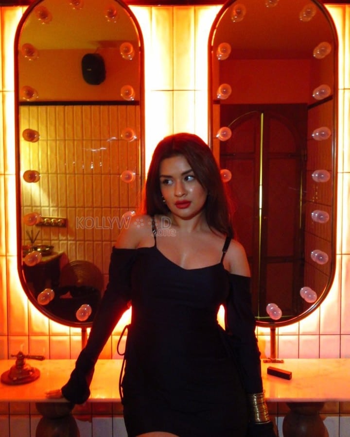 Sexy Avneet Kaur in a Black Cut Out Long Sleeve Mini Dress Photos 07