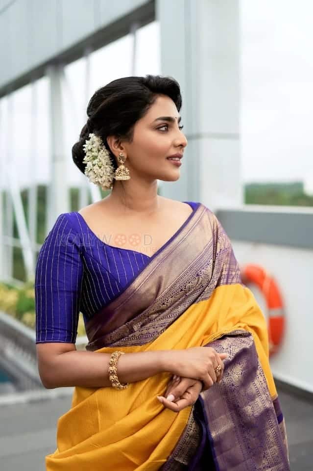 Actress Aishwarya Lekshmi in a Traditional Silk Saree Photos 02