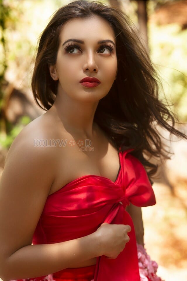 Actress Catherine Tresa Sexy Red Dress Photoshoot Pictures
