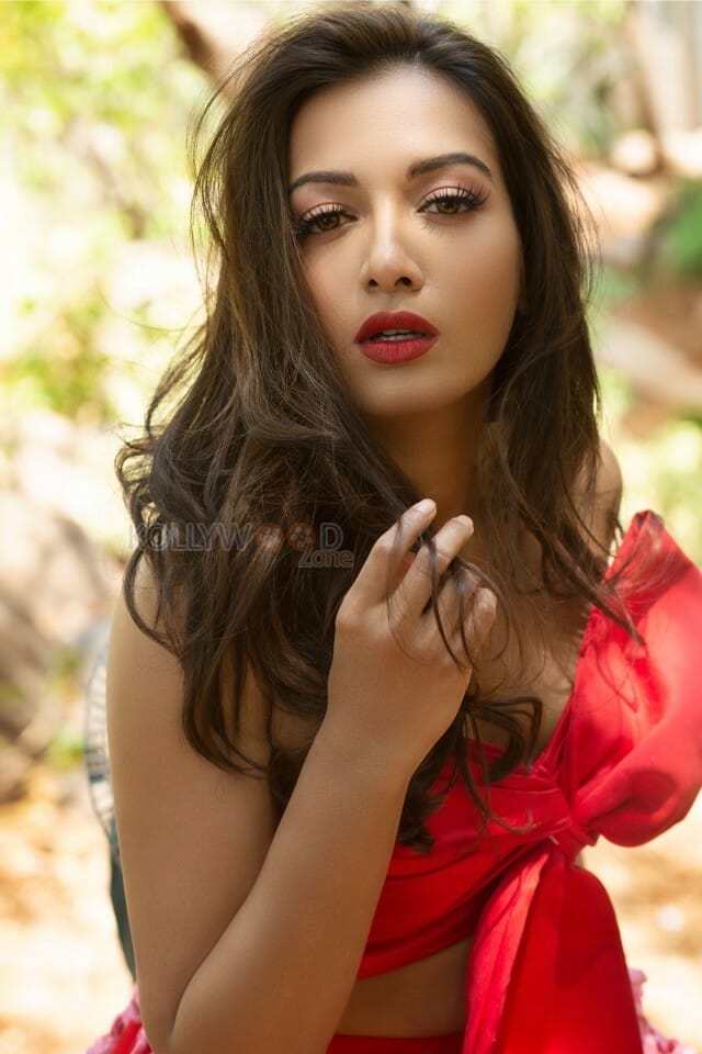 Actress Catherine Tresa Sexy Red Dress Photoshoot Pictures