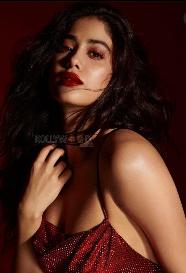 Actress Janhvi Kapoor in a Sexy Red Gown Photoshoot Pictures 12