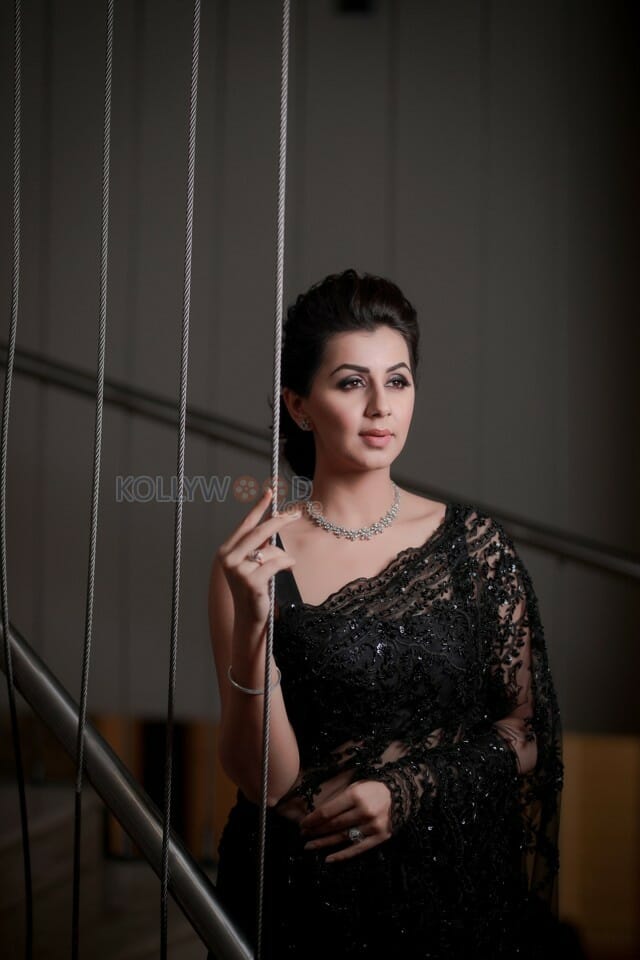 Actress Nikki Galrani Black Saree Photoshoot Pictures