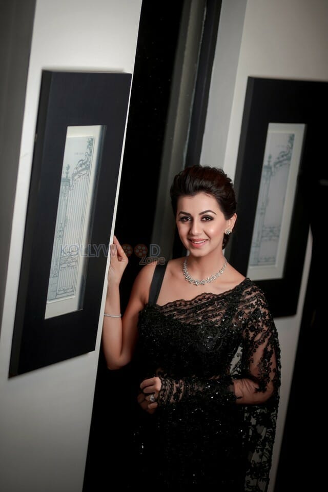 Actress Nikki Galrani Black Saree Photoshoot Pictures
