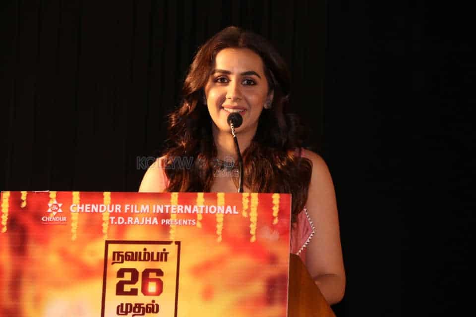 Actress Nikki Galrani at Raajavamsam Pre Release Event Photos 03