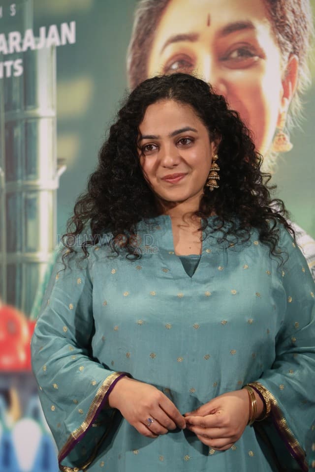 Actress Nithya Menen at Thalaivan Thalaivii Pre Release Event Photos 14