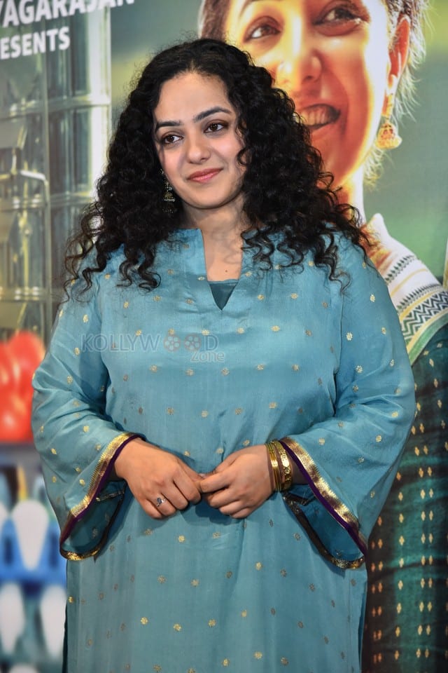 Actress Nithya Menen at Thalaivan Thalaivii Pre Release Event Photos 20
