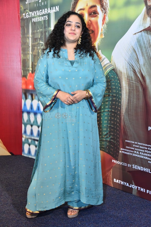 Actress Nithya Menen at Thalaivan Thalaivii Pre Release Event Photos 23