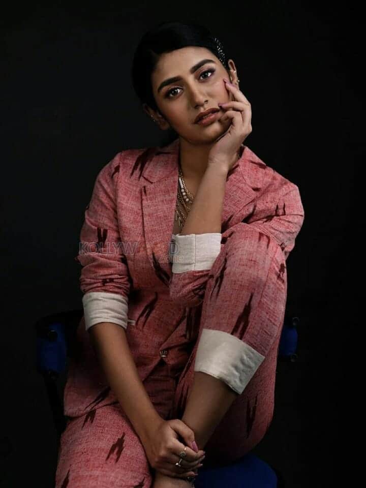 Actress Priya Prakash Varrier in Red Blazer Pictures 01