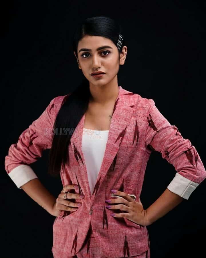 Actress Priya Prakash Varrier in Red Blazer Pictures 02