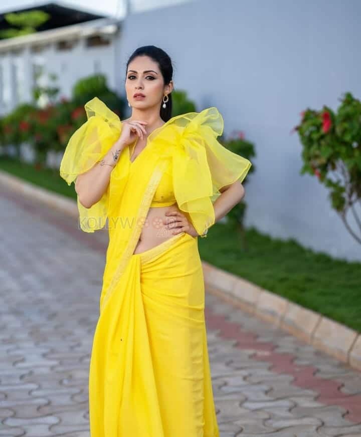 Actress Sadha in Yellow Dress Pictures 01