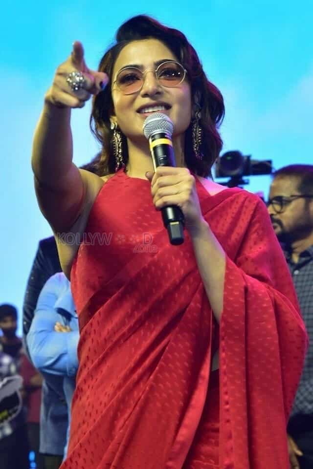 Actress Samantha in a Red Saree at Khushi Event Photos 06