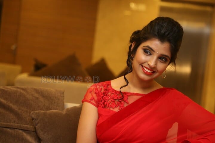 Actress Shyamala Red Saree Pictures