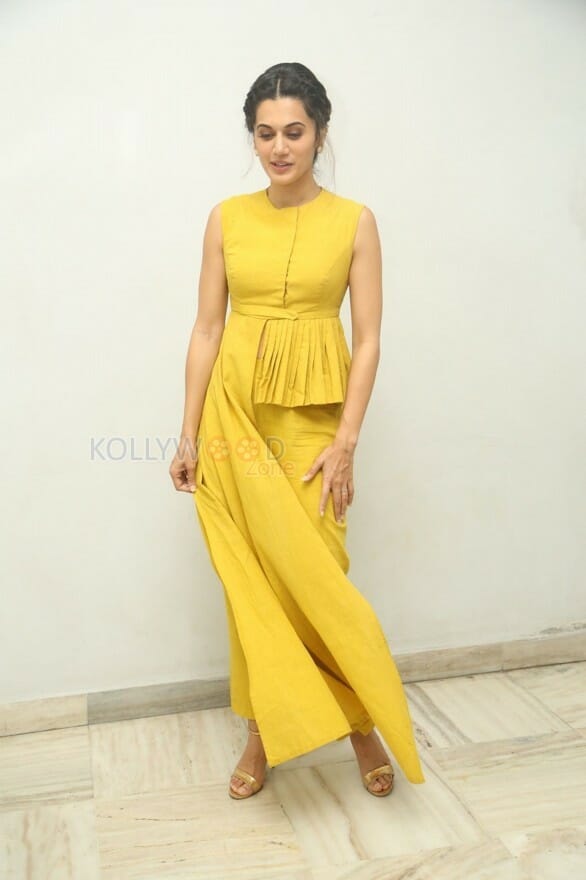 Actress Taapsee Pannu Yellow Dress Photos