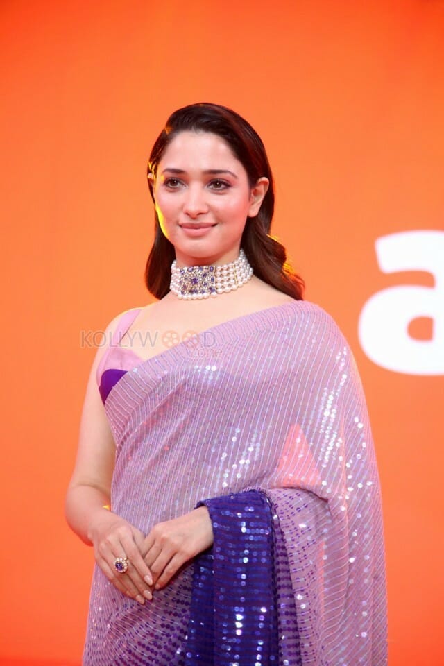 Actress Tamanna At Aha Event An Evening With A Galaxy Of Stars Beautiful Saree Photos