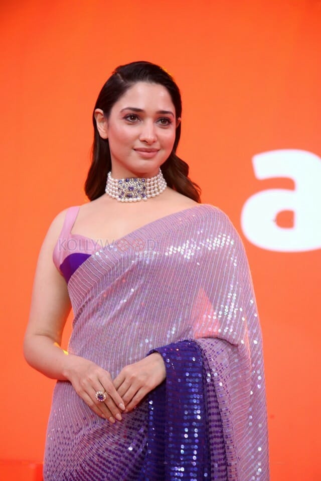 Actress Tamanna At Aha Event An Evening With A Galaxy Of Stars Beautiful Saree Photos
