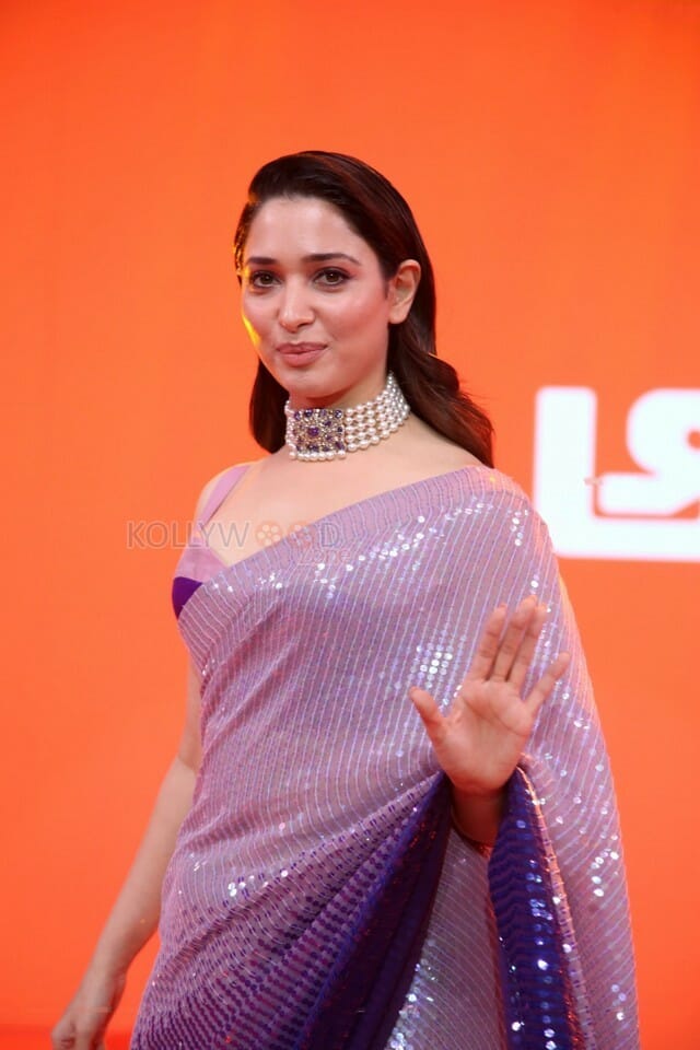 Actress Tamanna At Aha Event An Evening With A Galaxy Of Stars Beautiful Saree Photos