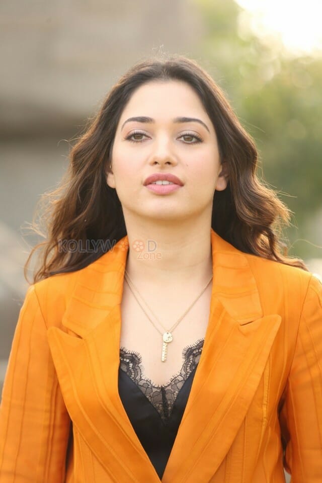 Actress Tamanna Orange Dress Interview Photos