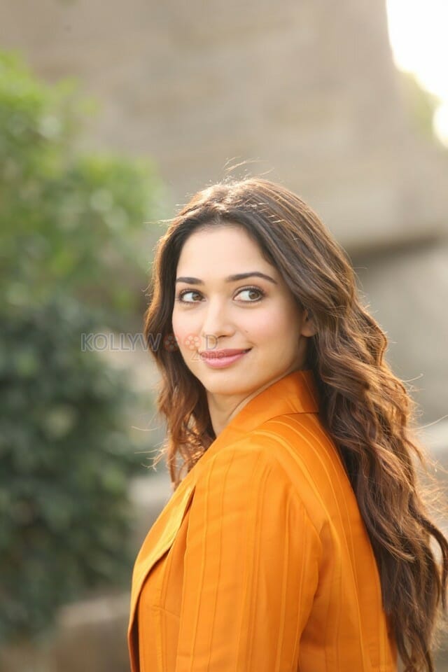 Actress Tamanna Orange Dress Interview Photos