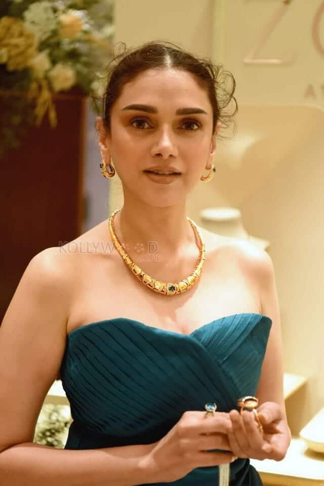 Aditi Rao Hydari in a Strapless Olive Green Dress Picture 01