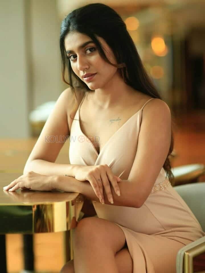 Adorable and Sexy Priya Prakash Varrier in a Thigh Slit Dress Photos 02