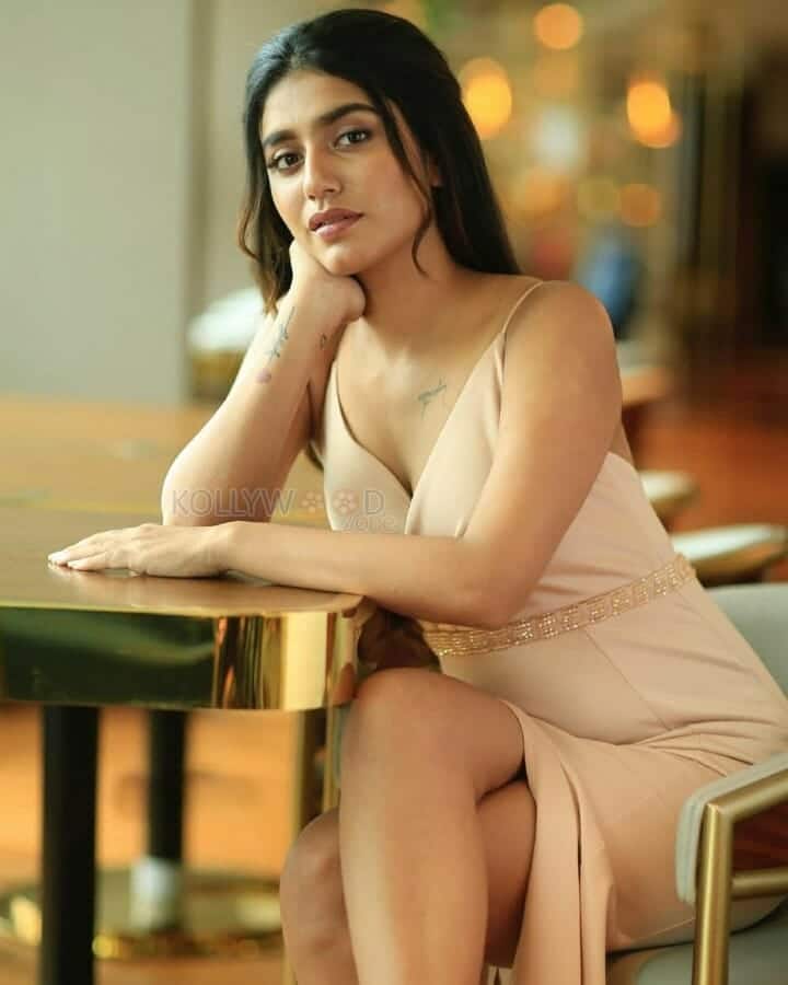 Adorable and Sexy Priya Prakash Varrier in a Thigh Slit Dress Photos 03