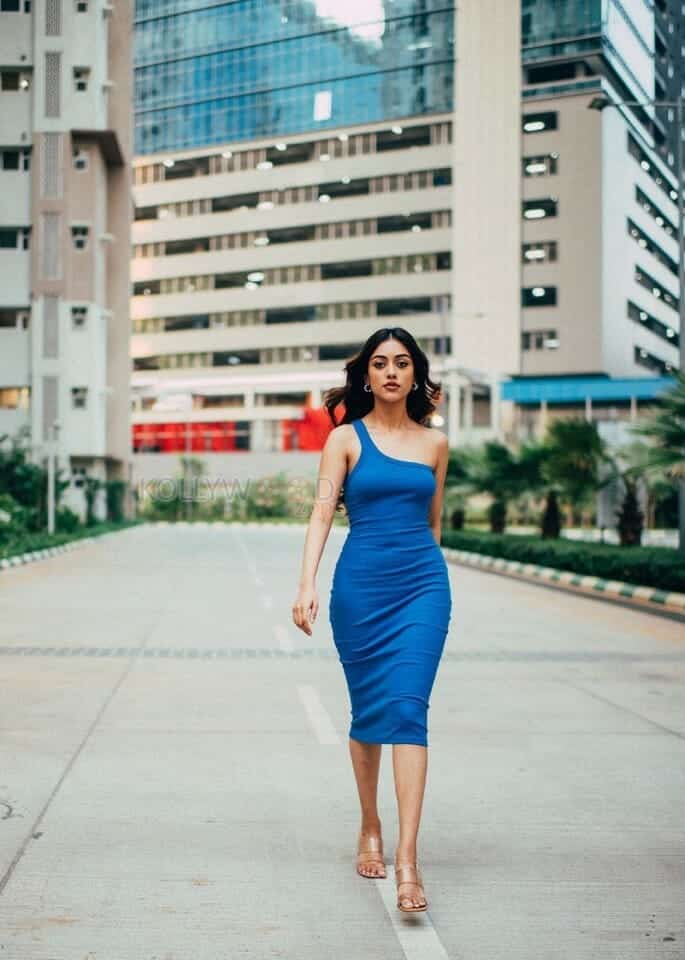 Attractive Anu Emmanuel in a Blue Dress Photoshoot Stills 06