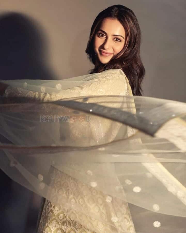 Beautiful Actress Rakul Preet Singh in a White Dress Photoshoot Pictures 02