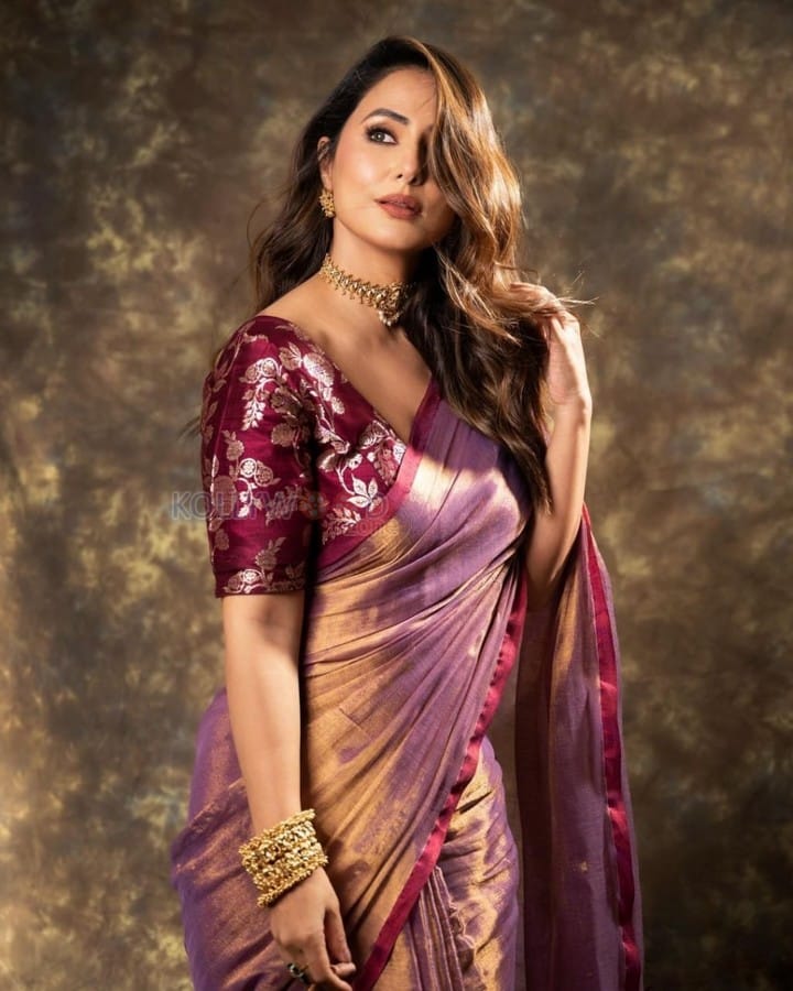 Beautiful Hina Khan in a Traditional Silk Saree Photos 01