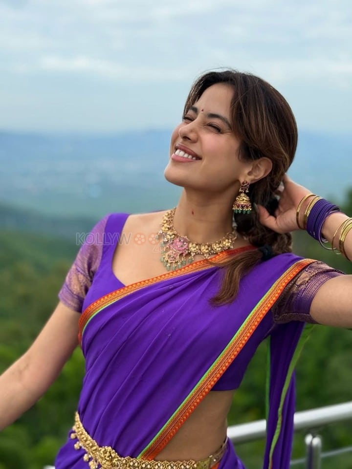 Beautiful Janhvi Kapoor in a Purple Half Saree Photos 01