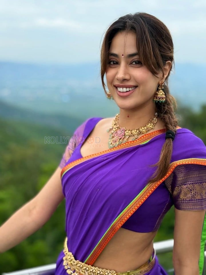 Beautiful Janhvi Kapoor in a Purple Half Saree Photos 02