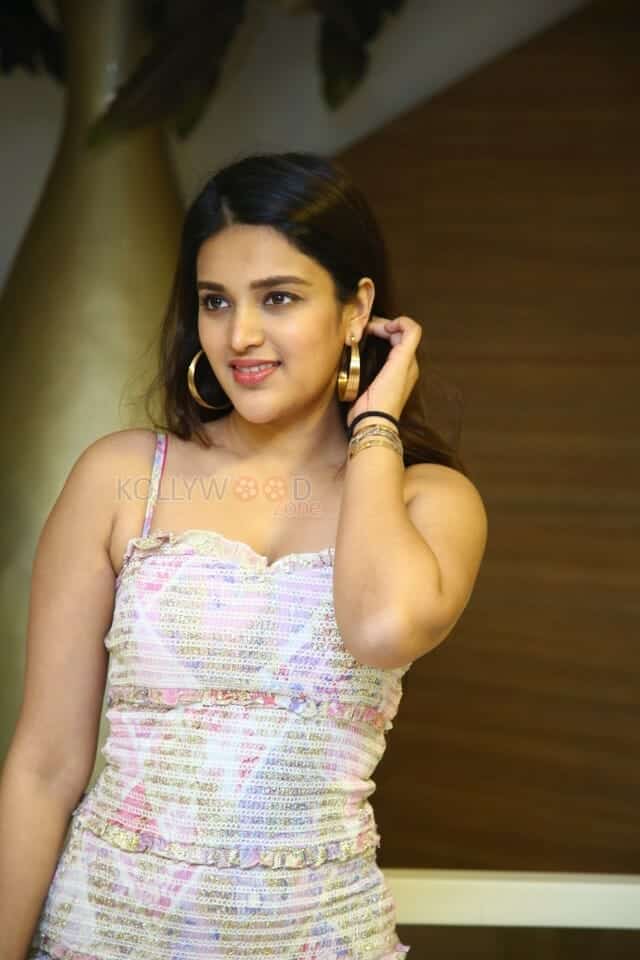 Beautiful Nidhhi Agerwal at Hero Movie Thank You Meet Photos 17