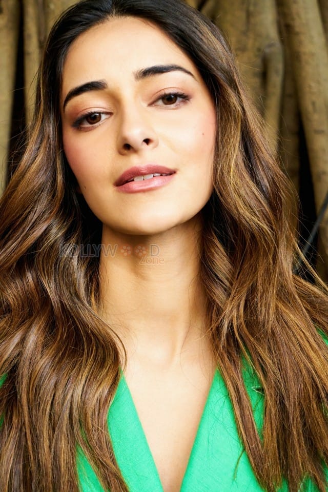 Bollywood Actress Ananya Panday Green Dress Photoshoot Stills 08