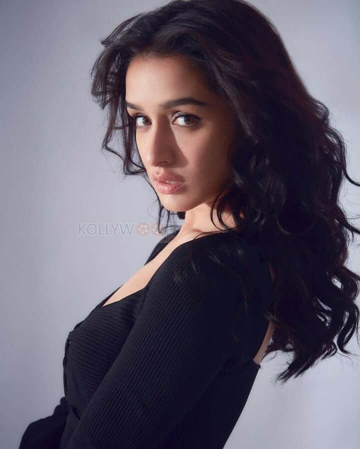Bollywood Actress Shraddha Kapoor Sexy in Black Dress Photoshoot Stills 01