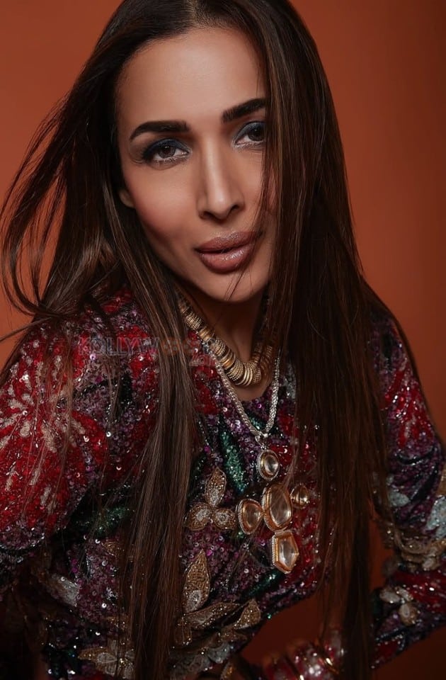 Breathtaking Malaika Arora in a Red Embellished Bodycon Dress Photos 03