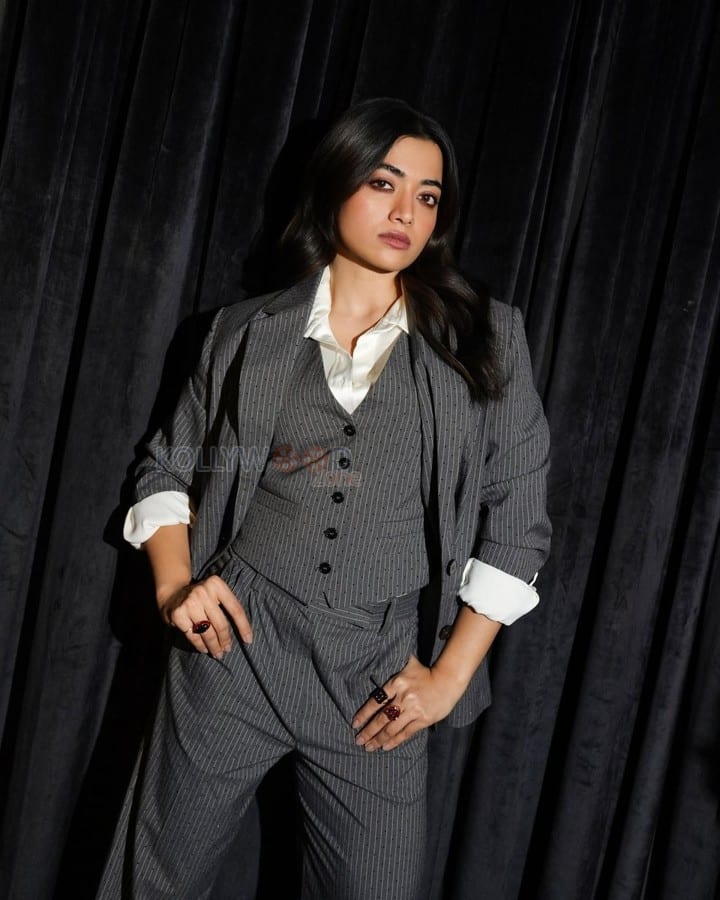 Business Beauty Rashmika Mandanna in a Professional White Shirt Photoshoot Pictures 04