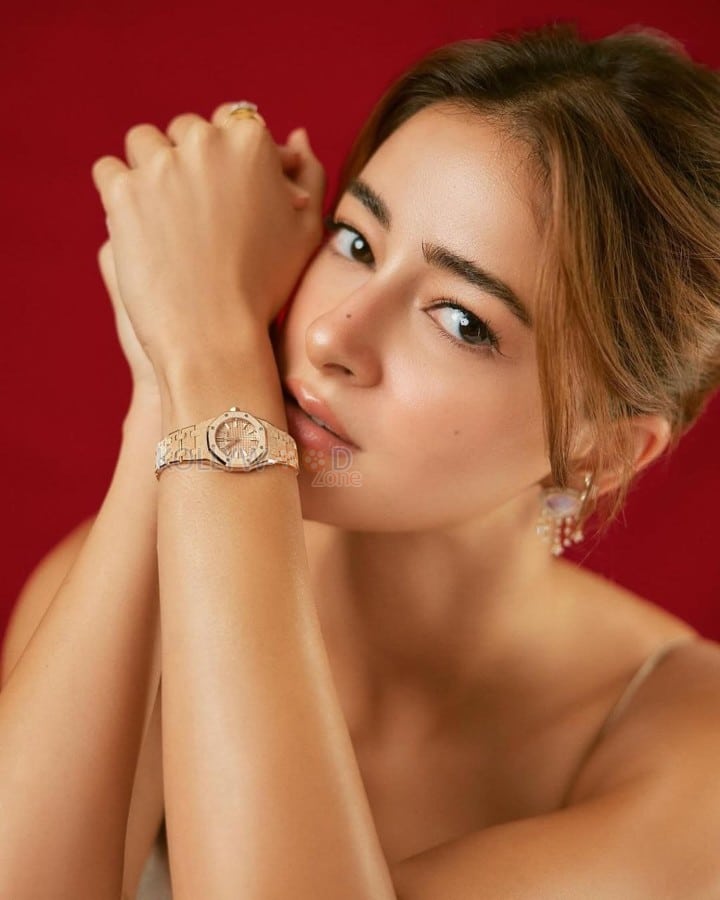 Cute Ananya Panday in a Two Piece Floral Midi Skirt with a Bustier Strap Top Stills 01