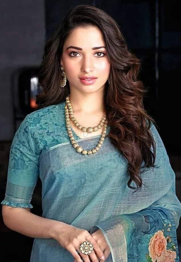 Dazzling Bollywood Actress Tamanna in Saree Photo 01