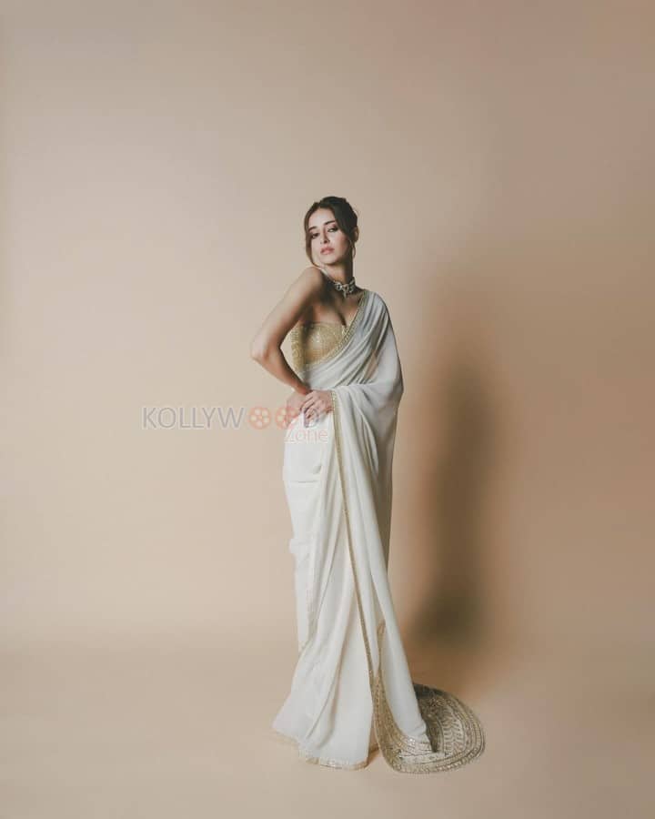 Elegant Ananya Panday in an Ivory Saree with a Metallic Gold Strapless Blouse at the Zee Cine Awards Photos 03