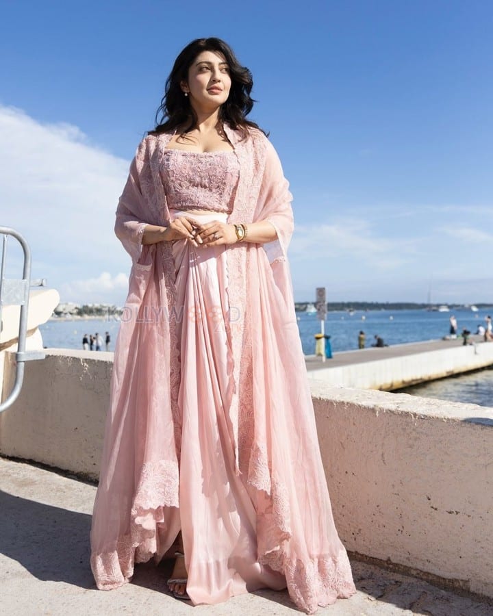 Elegant Pranitha Subhash in a Pastel Pink Lehenga at Cannes 2025 Photos 01