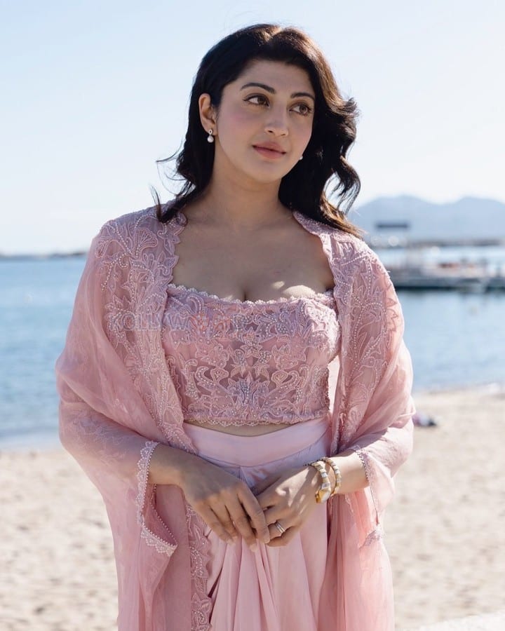 Elegant Pranitha Subhash in a Pastel Pink Lehenga at Cannes 2025 Photos 03