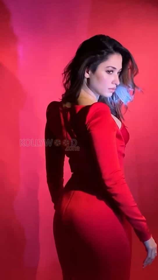 Elegant Tamannaah Bhatia in a Red Gown Pictures 03