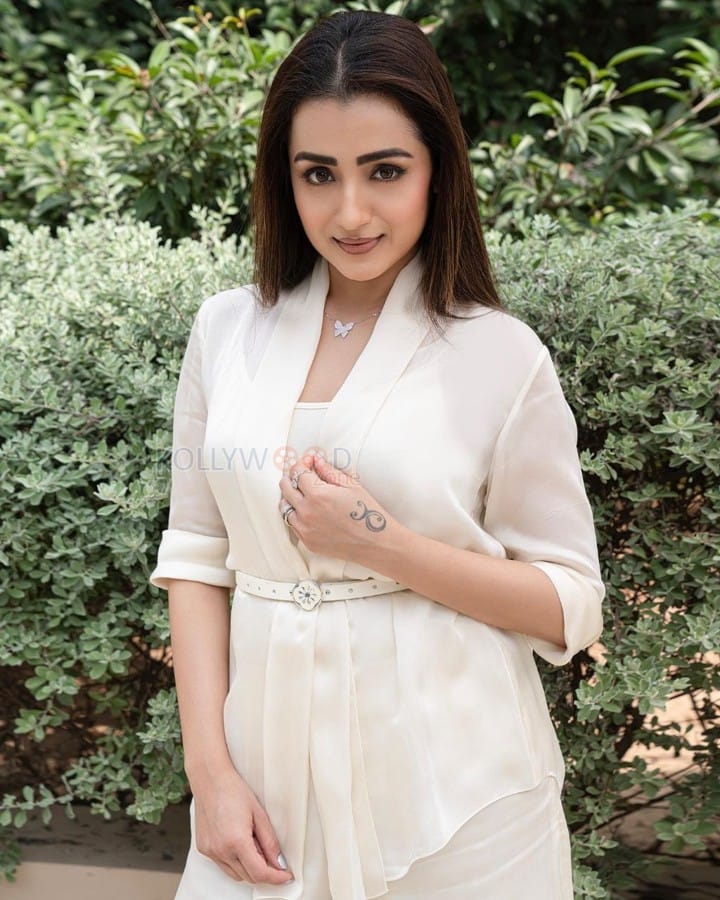 Eternal Beauty Trisha Krishnan in a White Co Ord Set Photos 01