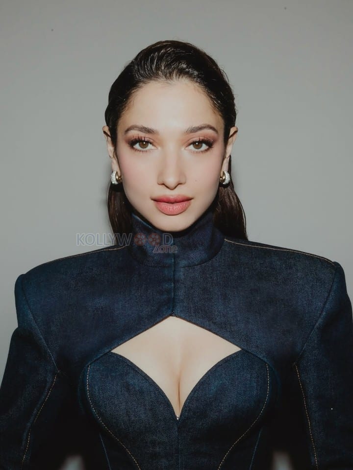 Glam Beauty Tamannaah Bhatia in a Striking Denim Bodycon Dress Photos 04