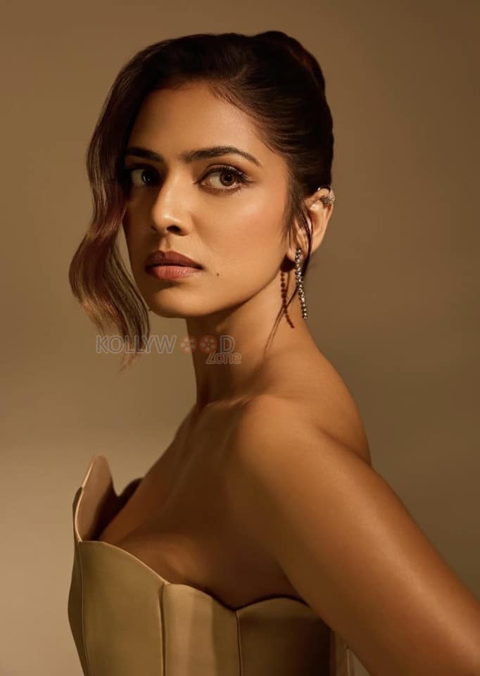 Glam Malavika Mohanan in a Golden Corset Top with a Black Slit Skirt Photos 01