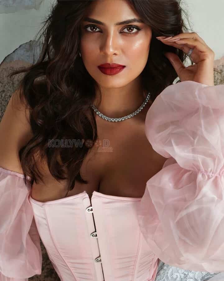 Glam Malavika Mohanan in a Pink Dress Photos 02