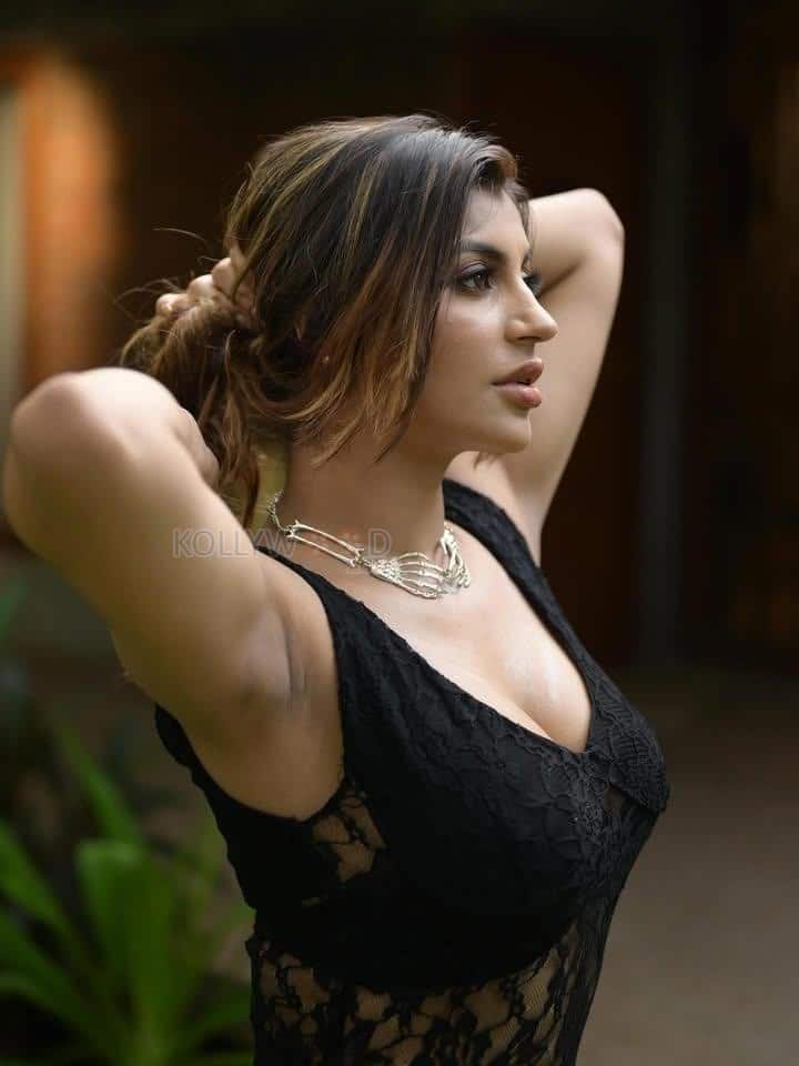 Glam Yashika Aannand in a Black Lace Dress Pictures 02