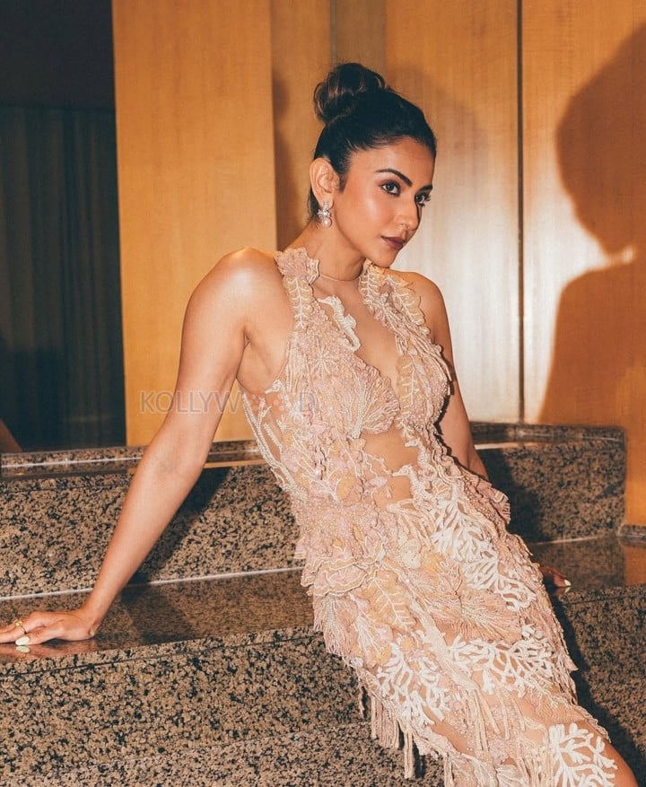 Glamorous Rakul Preet Singh in a Sheer Ivory Gown Photos 02