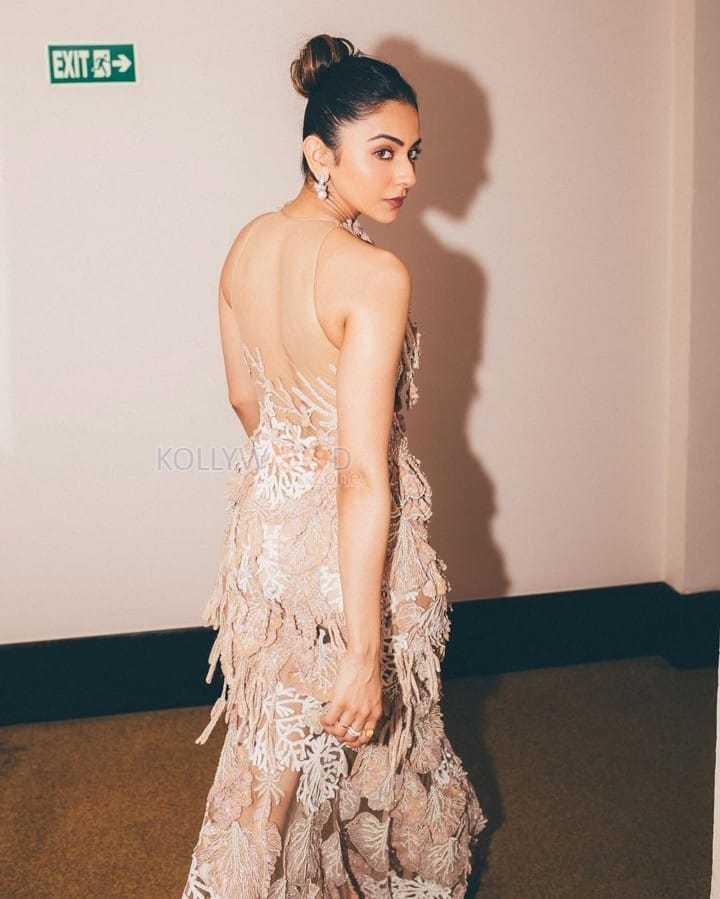 Glamorous Rakul Preet Singh in a Sheer Ivory Gown Photos 03